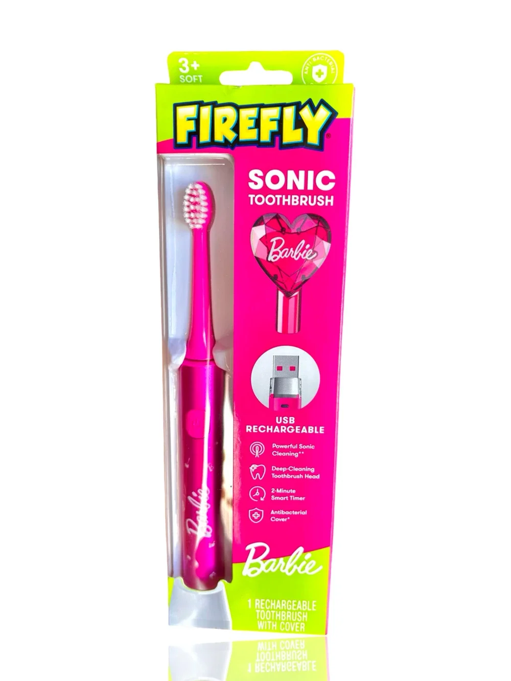 Firefly Sonic Barbie Toothbrush with USB Charging and Antibacterial Cover